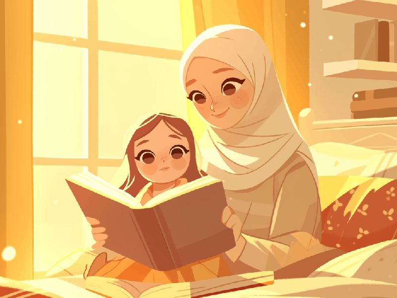 Magical bedtime story illustration